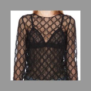 Gucci Tulle Lace Monogram Shirt
